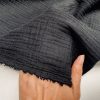 Black Double Gauze MUSLIN 100% Cotton Fabric Curtains Fine Cheese Baby Cloth Linen Look Event Wedding Textile - 55"/140cm Wide - Image 4