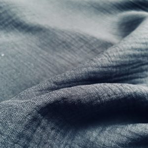 Charcoal Grey Double Gauze MUSLIN 100% Cotton Fabric Curtains Fine Cheese Baby Cloth Linen Look Event Wedding Textile - 55"/140cm Wide