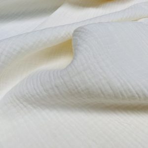 Cream Double Gauze MUSLIN 100% Cotton Fabric Curtains Fine Cheese Baby Cloth Linen Look Event Wedding Textile - 55"/140cm Wide