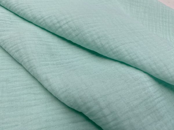 Mint Green Double Gauze MUSLIN 100% Cotton Fabric Curtains Fine Cheese Baby Cloth Linen Look Event Wedding Textile - 55"/140cm Wide - Image 3