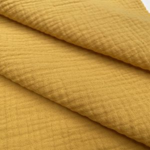 Mustard Double Gauze MUSLIN 100% Cotton Fabric Curtains Fine Cheese Baby Cloth Linen Look Event Wedding Textile - 55"/140cm Wide