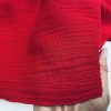 Red Double Gauze MUSLIN 100% Cotton Fabric Curtains Fine Cheese Baby Cloth Linen Look Event Wedding Textile - 55"/140cm Wide
