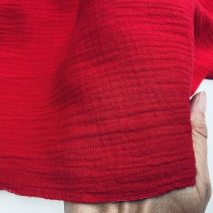 Red Double Gauze MUSLIN 100% Cotton Fabric Curtains Fine Cheese Baby Cloth Linen Look Event Wedding Textile - 55"/140cm Wide