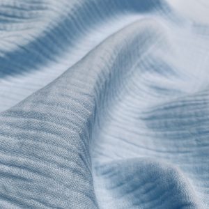 Sky Blue Double Gauze MUSLIN 100% Cotton Fabric Curtains Fine Cheese Baby Cloth Linen Look Event Wedding Textile - 55"/140cm Wide