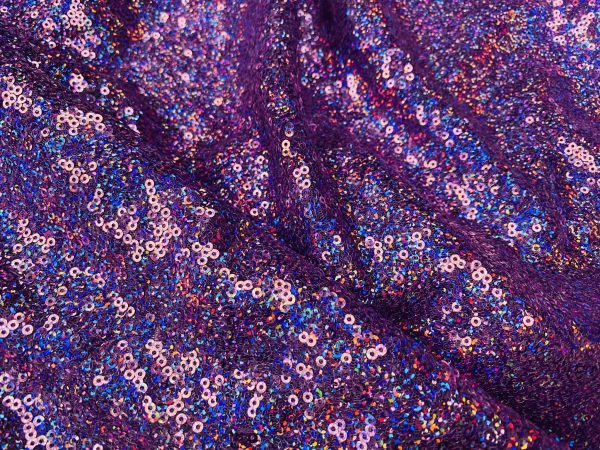 3mm Mini Sequins Fabric Material Stretch Mesh- 130cm or 51" wide - Sparkling Paillettes - Iridescent Lilac