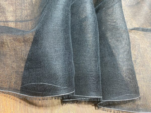 10m- Black Mull Muslin 100% Cotton Fabric Voile Curtains Fine Cheesecloth Linen Look Wedding Table Runner - 140cm wide