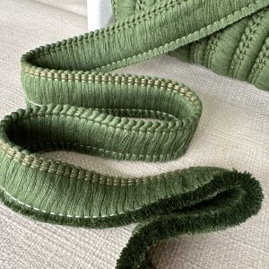 Cotton Brush Fringe - 30mm Wide Tassels Textile Cut Pillow Trimming Piping Cushion Trim Curtains Home Decor - ANY LENGTH - Green #19