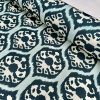 Duck Blue Ikat Floral Fan Damask Flower Fabric Geometric Paisley Cotton Material Curtain Upholstery Home Decor - 113"/288cm EXTRA Wide