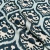 Duck Blue Ikat Floral Fan Damask Flower Fabric Geometric Paisley Cotton Material Curtain Upholstery Home Decor - 113"/288cm EXTRA Wide - Image 5