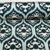 Duck Blue Ikat Floral Fan Damask Flower Fabric Geometric Paisley Cotton Material Curtain Upholstery Home Decor - 113"/288cm EXTRA Wide - Image 3