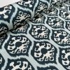 Duck Blue Ikat Floral Fan Damask Flower Fabric Geometric Paisley Cotton Material Curtain Upholstery Home Decor - 113"/288cm EXTRA Wide - Image 2