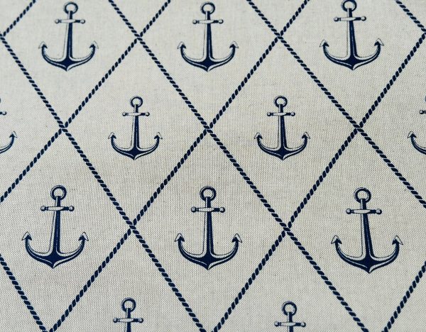 Anchor Hope Nautical Fabric Linen Look Marine Print - Curtain Upholstery Material - 140cm or 55" Wide Canvas - Image 3