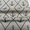 Anchor Hope Nautical Fabric Linen Look Marine Print - Curtain Upholstery Material - 140cm or 55" Wide Canvas