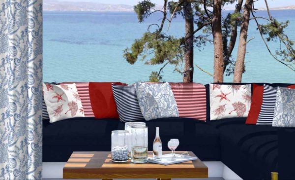Small Sailboats Nautical Fabric for Home Decor Curtains Upholstery Dresses Marine Anchor Yacht Material - 280cm or 110" Wide - Blue & Red - Image 10