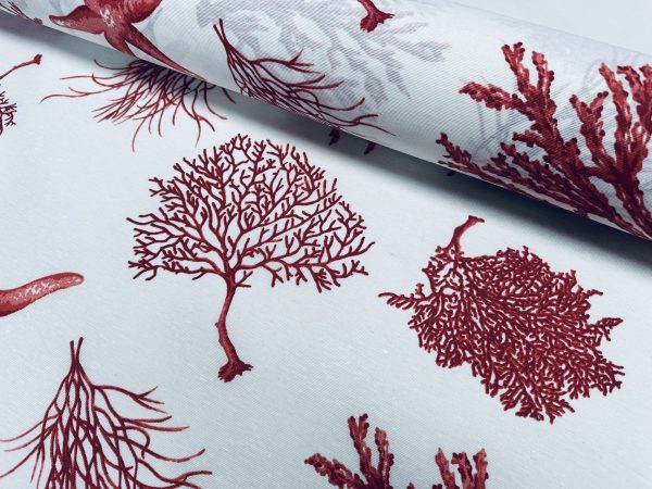 Red Starfish Nautical Teflon Coated Fabric Coral Reef Home Decor Upholstery Marine Material - 140cm or 55" Wide - Image 3