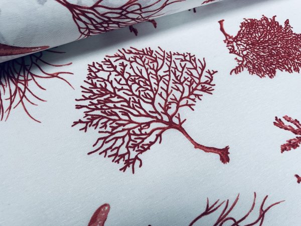 Red Starfish Nautical Teflon Coated Fabric Coral Reef Home Decor Upholstery Marine Material - 140cm or 55" Wide - Image 2