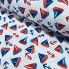 Small Sailboats Nautical Fabric for Home Decor Curtains Upholstery Dresses Marine Anchor Yacht Material - 280cm or 110" Wide - Blue & Red - Image 5