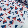 Small Sailboats Nautical Fabric for Home Decor Curtains Upholstery Dresses Marine Anchor Yacht Material - 280cm or 110" Wide - Blue & Red - Image 2