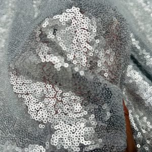 3mm Mini Sequins Fabric Material - 1 way stretch - 130cm or 51" wide - Matte Silver