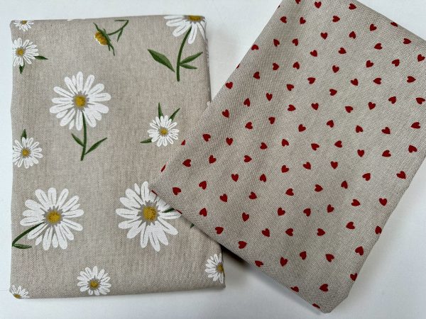 Daisy Floral Print Fabric Linen Look Home Decor Curtain Upholstery Culla Yellow Chamomile Material - 55"/140cm Wide Canvas - Image 5