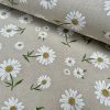 Daisy Floral Print Fabric Linen Look Home Decor Curtain Upholstery Culla Yellow Chamomile Material - 55"/140cm Wide Canvas - Image 4