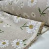 Daisy Floral Print Fabric Linen Look Home Decor Curtain Upholstery Culla Yellow Chamomile Material - 55"/140cm Wide Canvas - Image 3