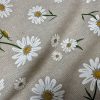 Daisy Floral Print Fabric Linen Look Home Decor Curtain Upholstery Culla Yellow Chamomile Material - 55"/140cm Wide Canvas