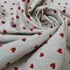 Little Red Love Hearts Fabric Linen Look Home Decor Upholstery Curtain Christmas Culla Material - 55"/140cm Wide Canvas
