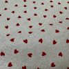 Little Red Love Hearts Fabric Linen Look Home Decor Upholstery Curtain Christmas Culla Material - 55"/140cm Wide Canvas - Image 2
