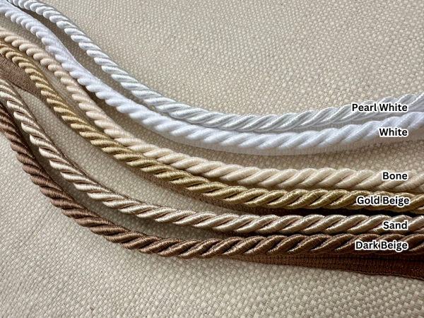 Gold Beige Flanged Piping Cord Twisted Rope Trim Home Decor – Pillow Cushion Curtains Edge Trimming Upholstery – 7mm Wide – ANY LENGTH - Image 2
