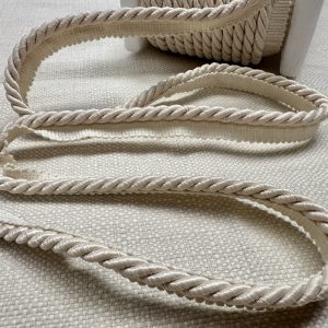 Bone Flanged Piping Cord Twisted Rope Trim Home Decor – Pillow Cushion Curtains Edge Trimming Upholstery – 7mm Wide – ANY LENGTH