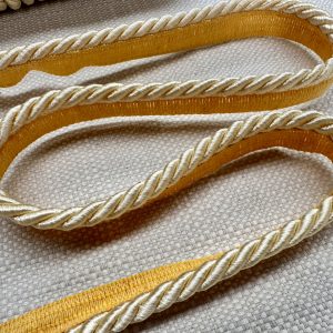 Cream Flanged Piping Cord Twisted Rope Trim Home Decor – Pillow Cushion Curtains Edge Trimming Upholstery – 7mm Wide – ANY LENGTH