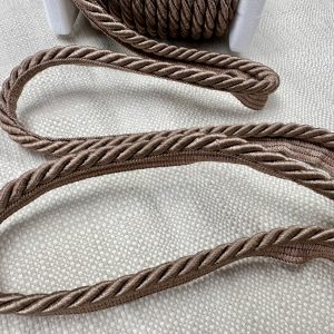 Dark Beige Flanged Piping Cord Twisted Rope Trim Home Decor – Pillow Cushion Curtains Edge Trimming Upholstery – 7mm Wide – ANY LENGTH