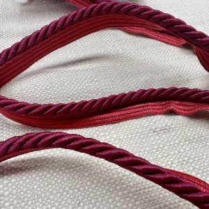 Dark Maroon Flanged Piping Cord Twisted Rope Trim Home Decor – Pillow Cushion Curtains Edge Trimming Upholstery – 7mm Wide – ANY LENGTH