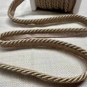 Gold Beige Flanged Piping Cord Twisted Rope Trim Home Decor – Pillow Cushion Curtains Edge Trimming Upholstery – 7mm Wide – ANY LENGTH
