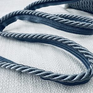 Grey Flanged Piping Cord Twisted Rope Trim Home Decor – Pillow Cushion Curtains Edge Trimming Upholstery – 7mm Wide – ANY LENGTH