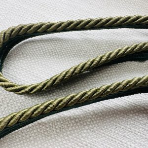 Khaki Green Flanged Piping Cord Twisted Rope Trim Home Decor – Pillow Cushion Curtains Edge Trimming Upholstery – 7mm Wide – ANY LENGTH