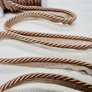 Light Beige Flanged Piping Cord Twisted Rope Trim Home Decor – Pillow Cushion Curtains Edge Trimming Upholstery – 7mm Wide – ANY LENGTH
