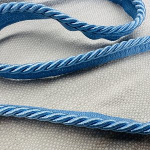 Light Blue Flanged Piping Cord Twisted Rope Trim Home Decor – Pillow Cushion Curtains Edge Trimming Upholstery – 7mm Wide – ANY LENGTH