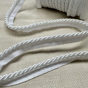 Pearl White Flanged Piping Cord Twisted Rope Trim Home Decor – Pillow Cushion Curtains Edge Trimming Upholstery – 7mm Wide – ANY LENGTH