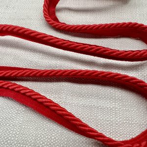 Red Flanged Piping Cord Twisted Rope Trim Home Decor – Pillow Cushion Curtains Edge Trimming Upholstery – 7mm Wide – ANY LENGTH