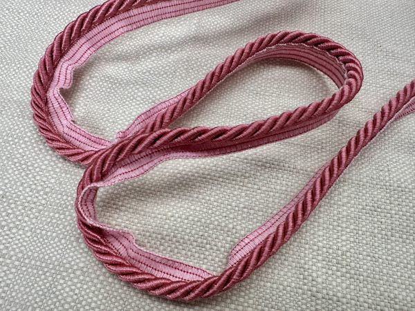 Salmon Pink Flanged Piping Cord Twisted Rope Trim Home Decor – Pillow Cushion Curtains Edge Trimming Upholstery – 7mm Wide – ANY LENGTH