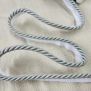 Silver Grey Flanged Piping Cord Twisted Rope Trim Home Decor – Pillow Cushion Curtains Edge Trimming Upholstery – 7mm Wide – ANY LENGTH