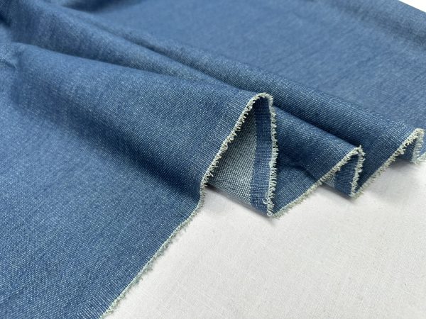 Classic Denim Jeans Cotton Fabric Plain Marine Craft Jacket Dress Material - 70" or 180cm EXTRA Wide - Denim Blue