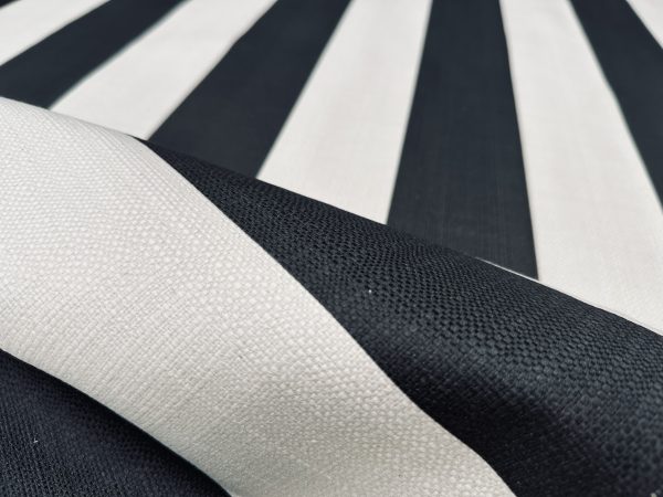 9cm wide Stripes Upholstery Fabric Plain Sofas Bed Home Decor Curtains Soft Material Cloth - 62'' or 160cm Wide - Black & Natural - Image 2