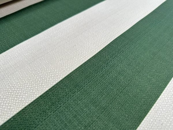 9cm wide Stripes Upholstery Fabric Plain Sofas Bed Home Decor Curtains Soft Material Cloth - 62'' or 160cm Wide - Dark Green & Natural