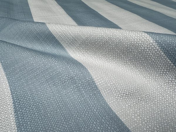 9cm wide Stripes Upholstery Fabric Plain Sofas Bed Home Decor Curtains Soft Material Cloth - 62'' or 160cm Wide - Duck Blue & Natural