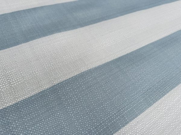 9cm wide Stripes Upholstery Fabric Plain Sofas Bed Home Decor Curtains Soft Material Cloth - 62'' or 160cm Wide - Duck Blue & Natural - Image 4