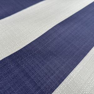 9cm wide Stripes Upholstery Fabric Plain Sofas Bed Home Decor Curtains Soft Material Cloth - 62'' or 160cm Wide - Navy Blue & Natural