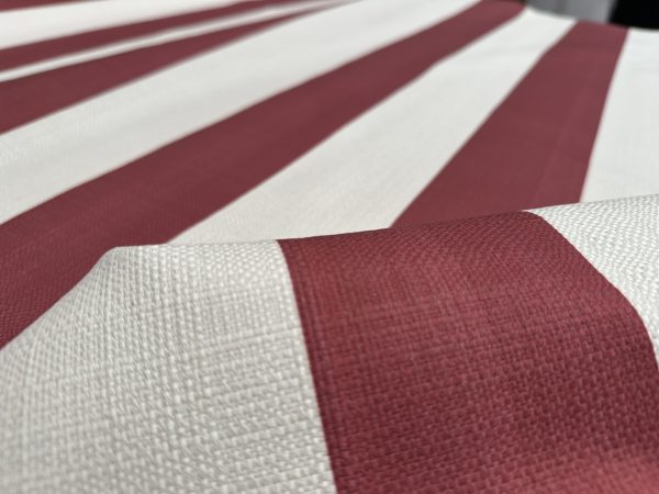9cm wide Stripes Upholstery Fabric Plain Sofas Bed Home Decor Curtains Soft Material Cloth - 62'' or 160cm Wide - Red & Natural